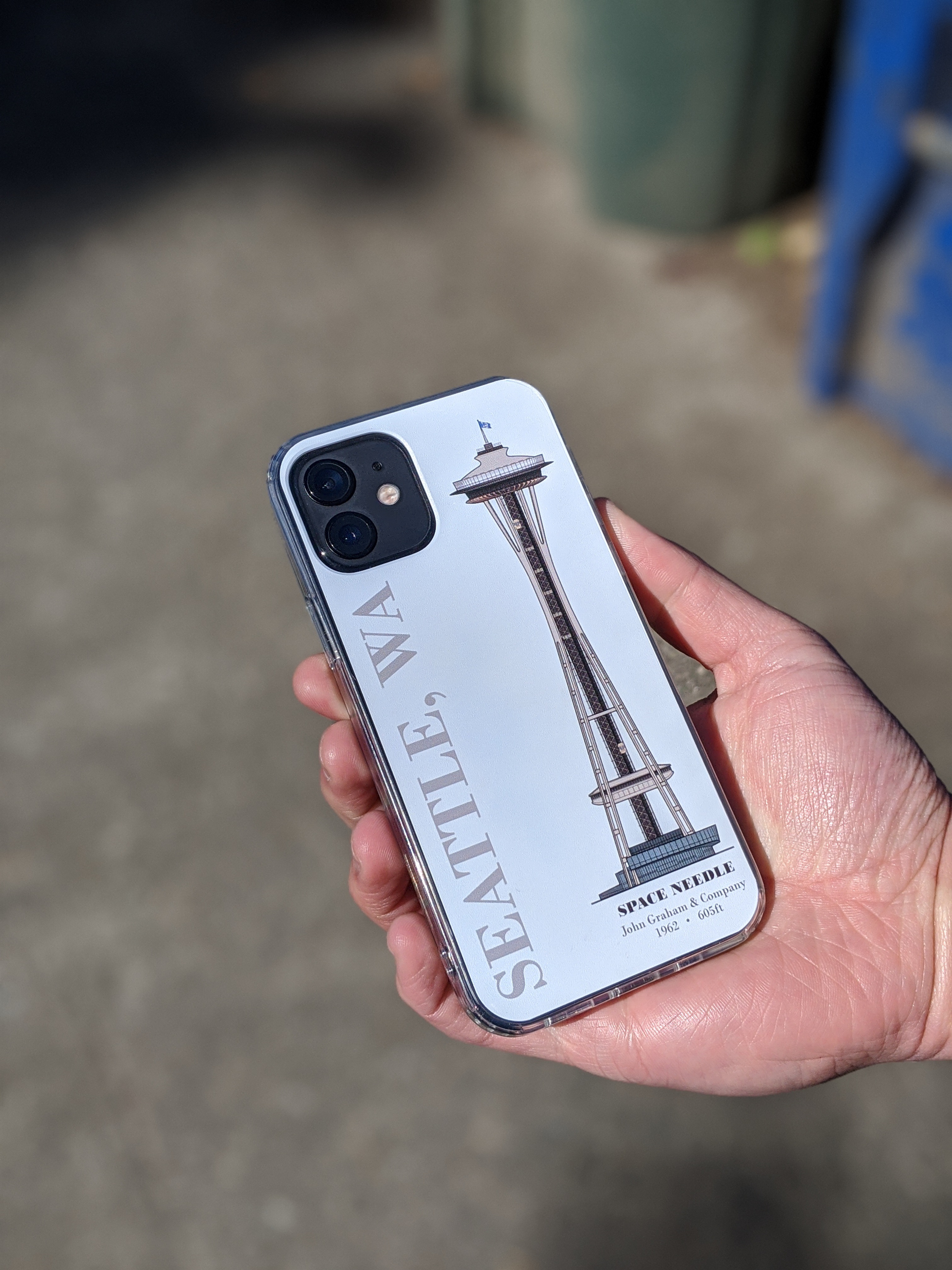 Seattle Space Needle iPhone 12/Pro Case (White Back + Color Graphic)