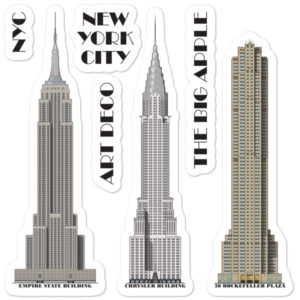 NYC Art Deco Building Stickers 3-pack