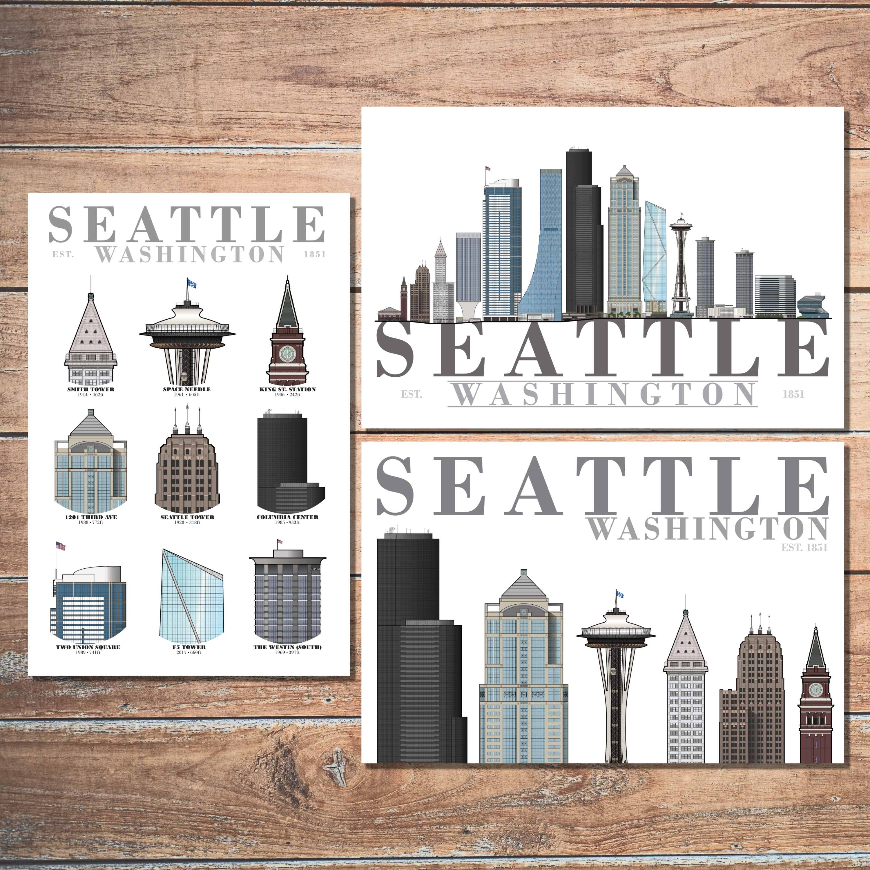 Seattle Architecture Postcards - Set of 3