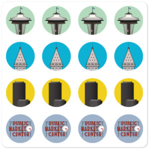 Seattle Icons Colored Envelope Stickers - 16 count