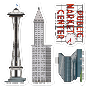 Seattle Icons Stickers 4-pack